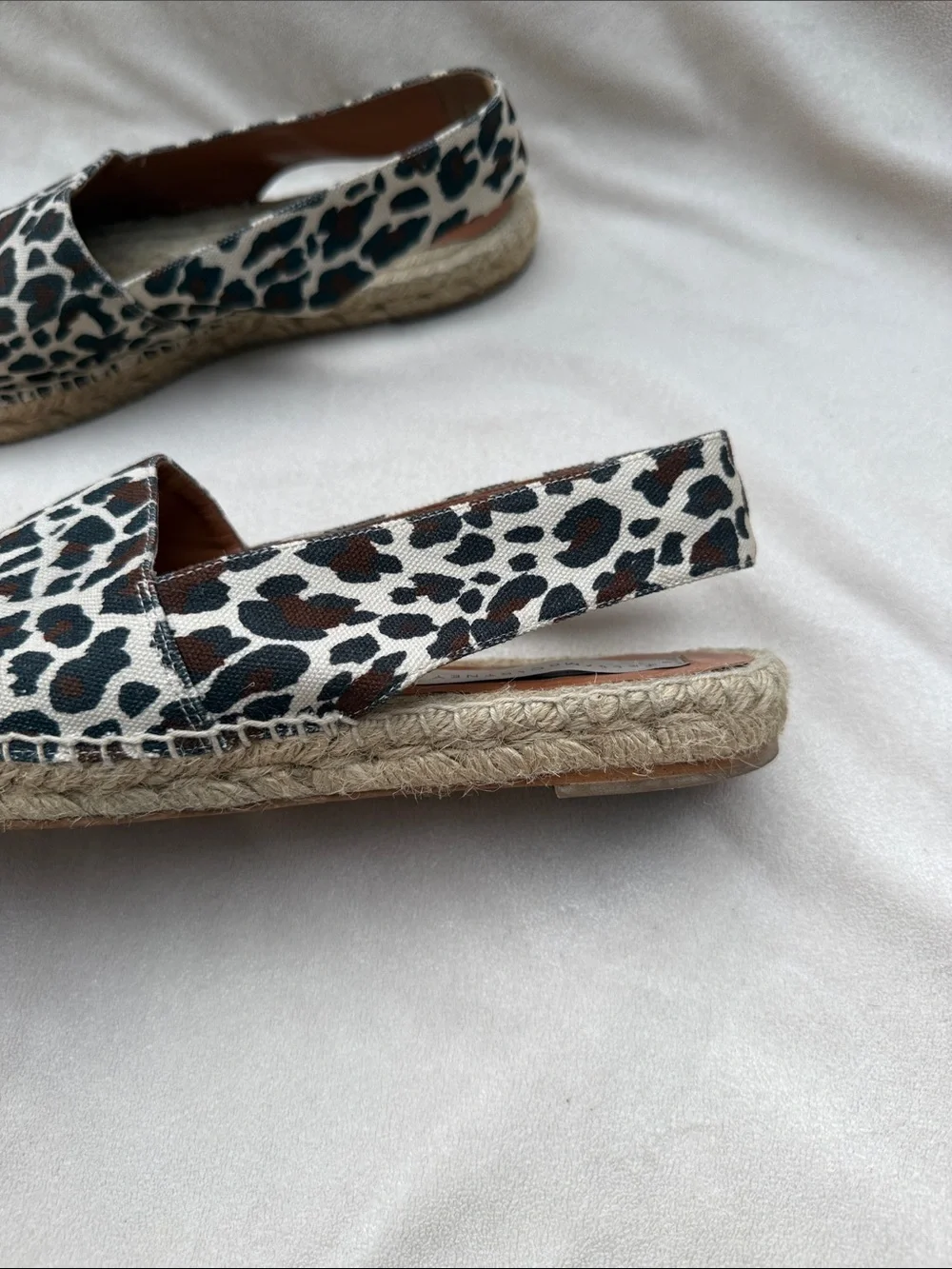 Stella McCartney Brown and White Leopard Espadrille Slides